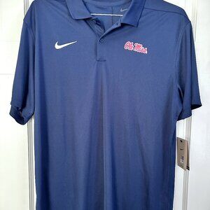 Nike Ole Miss Rebels Polo Men's Navy Blue Dri Fit NCAA Large - NWT